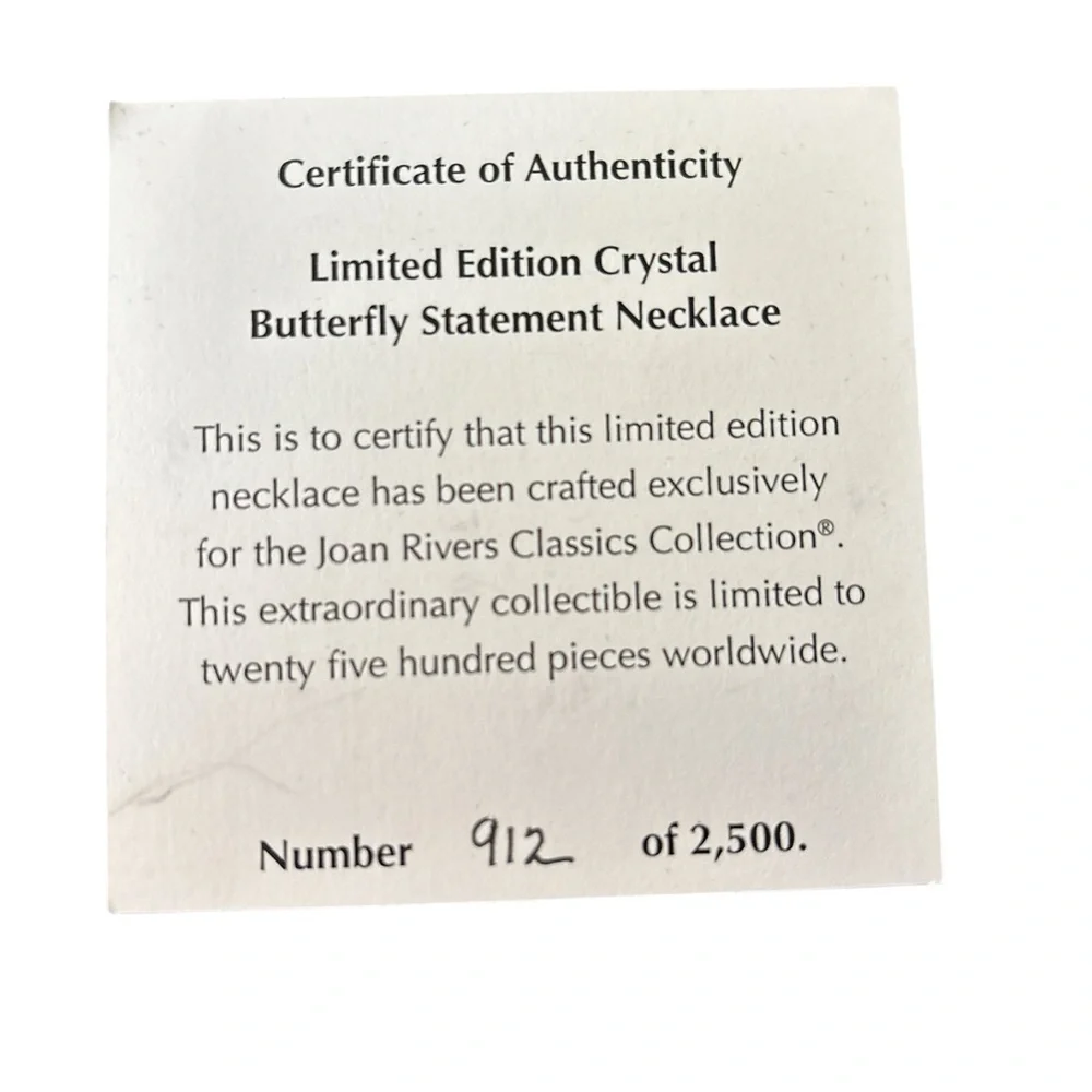 Joan Rivers Limited Edition Crystal Butterfly Statement Necklace - Picture 3 of 3